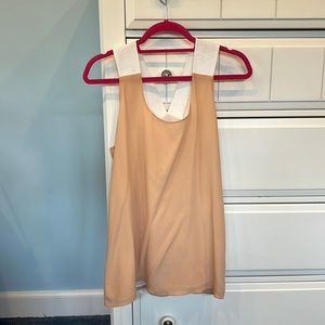 Club Monaco nude tank top with white thick straps